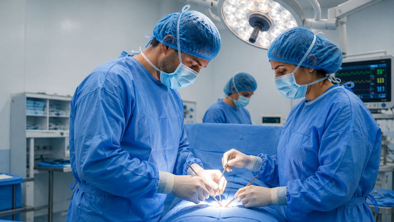 Bulto para cirugía menor pediátrico estéril de tela SMS (M37G43)